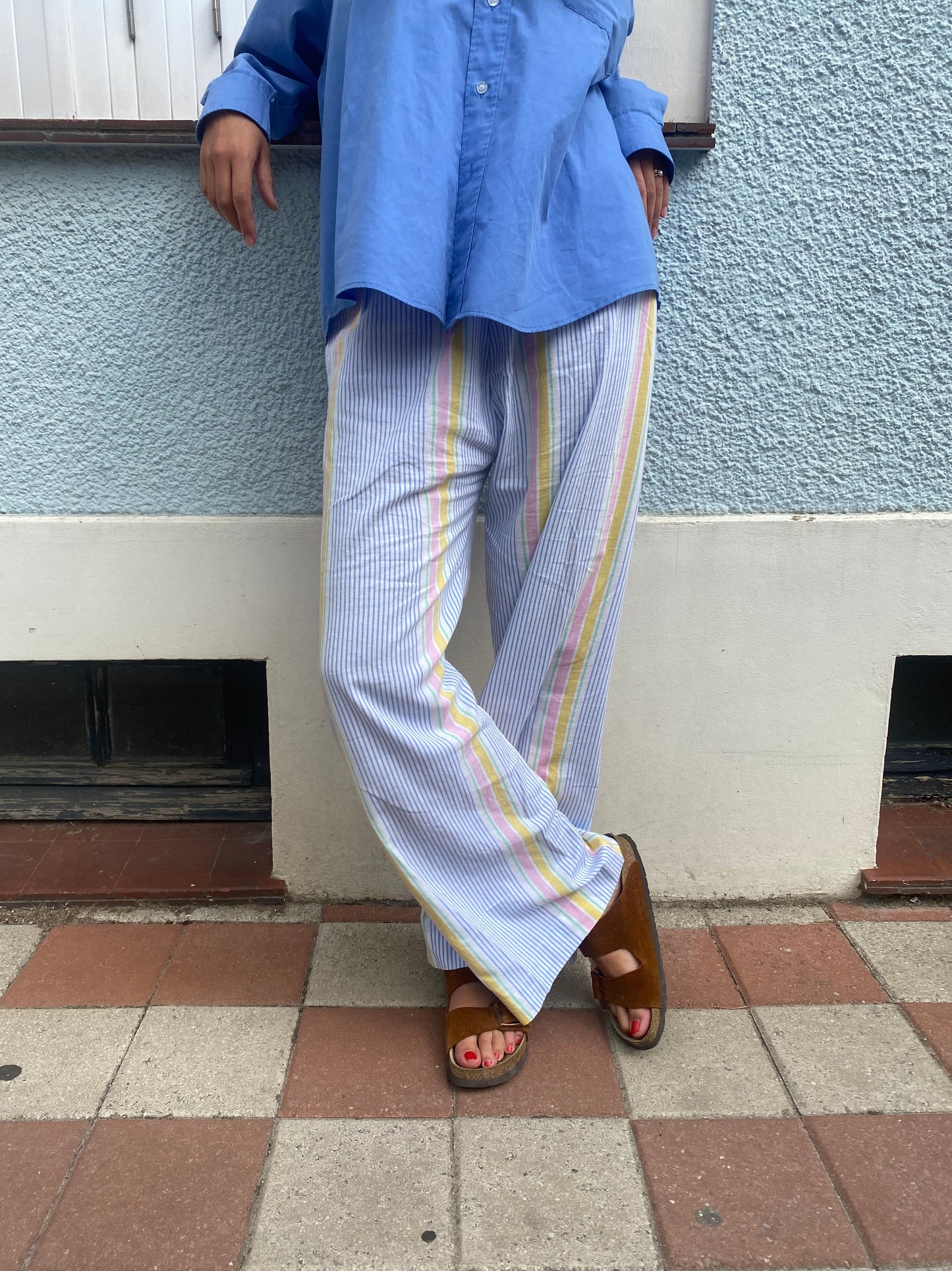 Pantalon rayé pastel