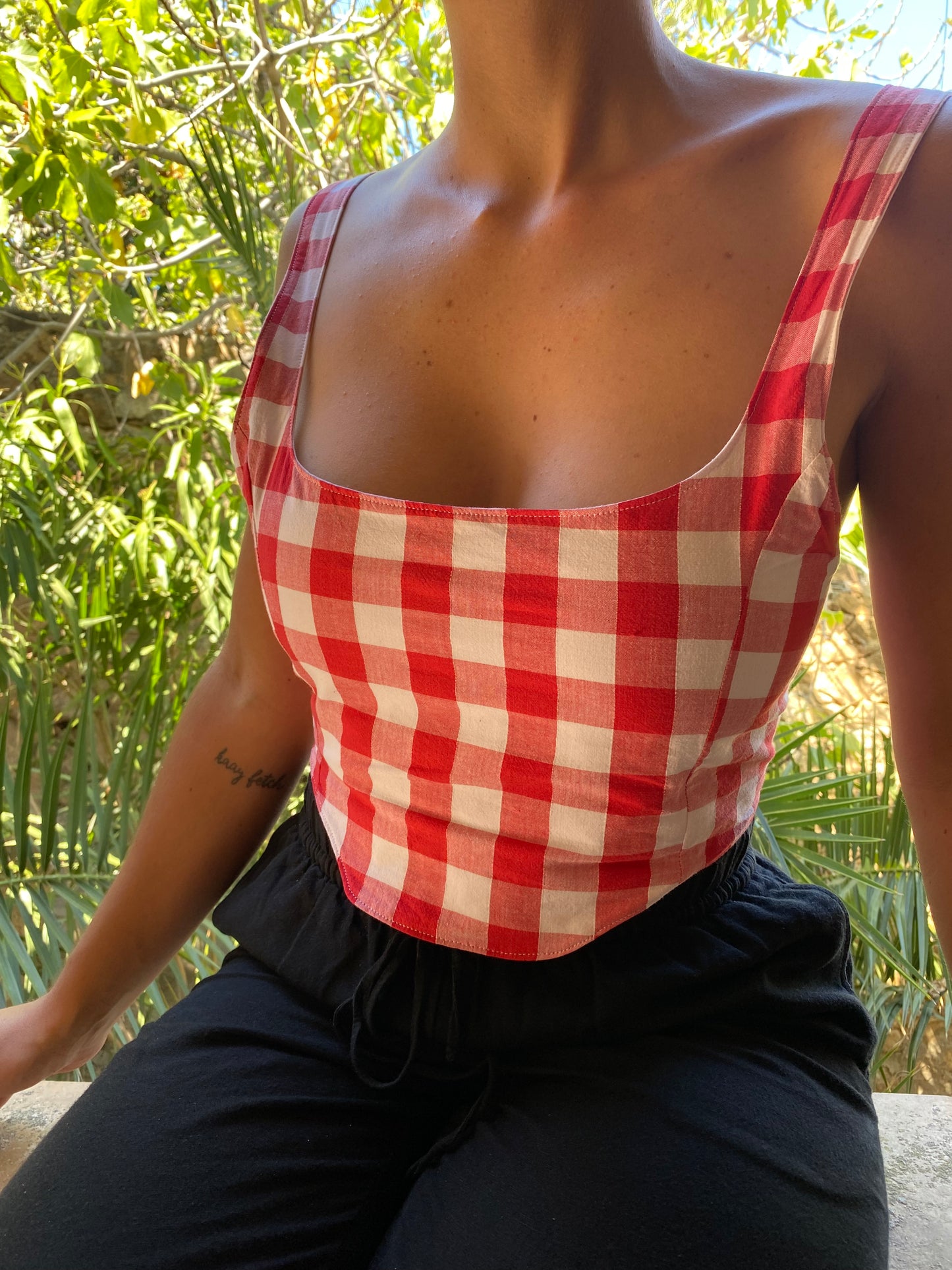 Corset vichy fraise chantilly
