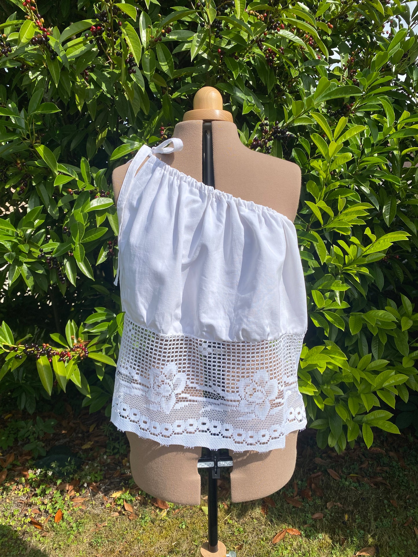 Top asymétrique bi-matière blanc