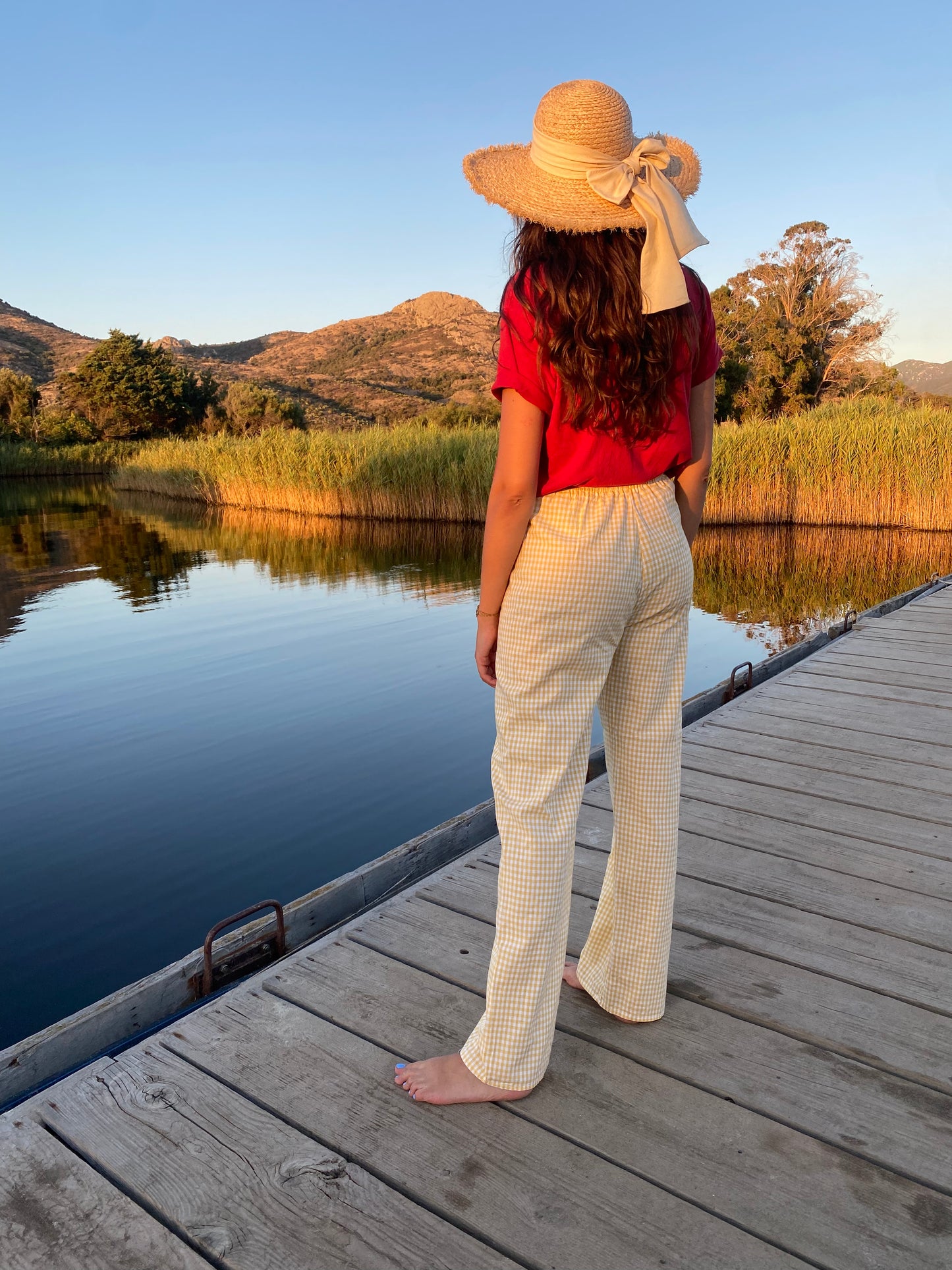 Pantalon vichy citron givré