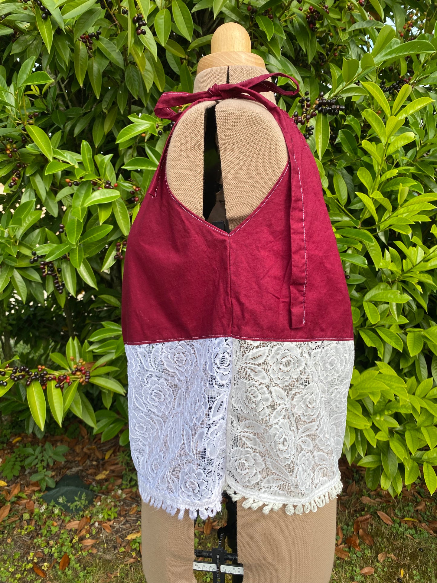 Top asymétrique bi-matière bordeaux