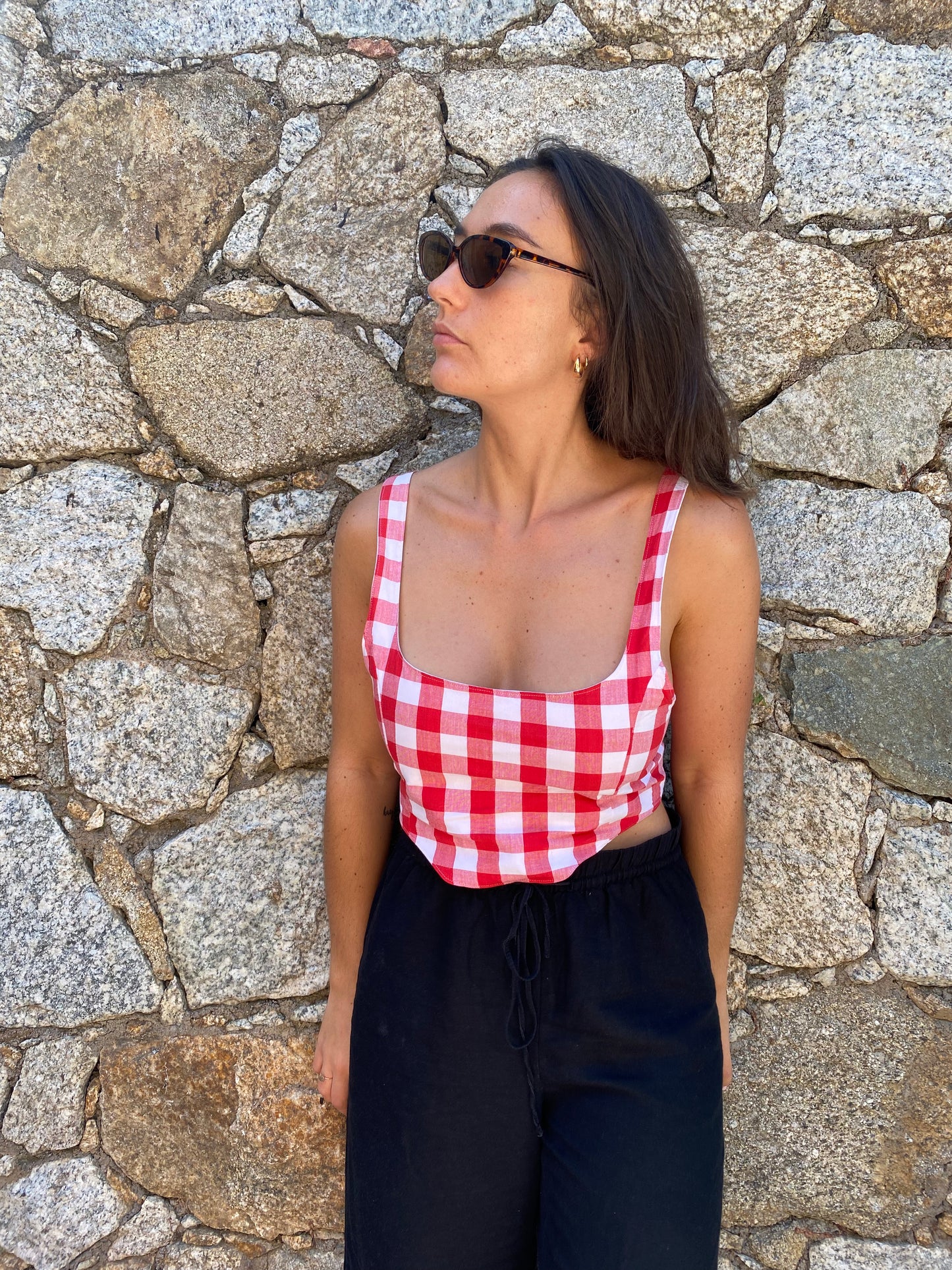 Corset vichy fraise chantilly