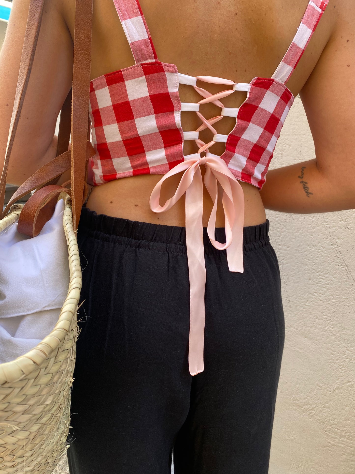 Corset vichy fraise chantilly
