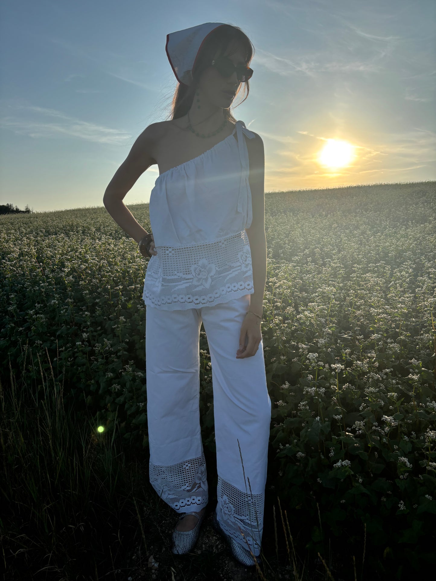 Pantalon blanc bi-matière