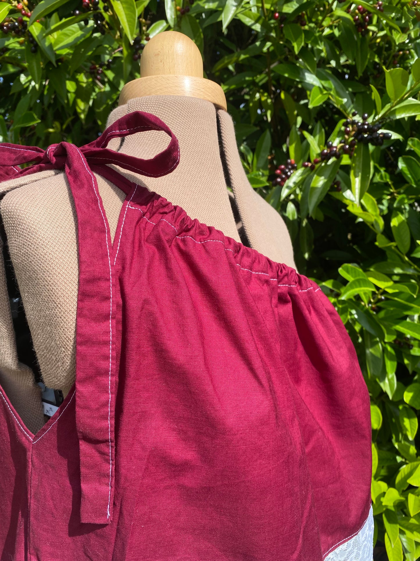 Top asymétrique bi-matière bordeaux