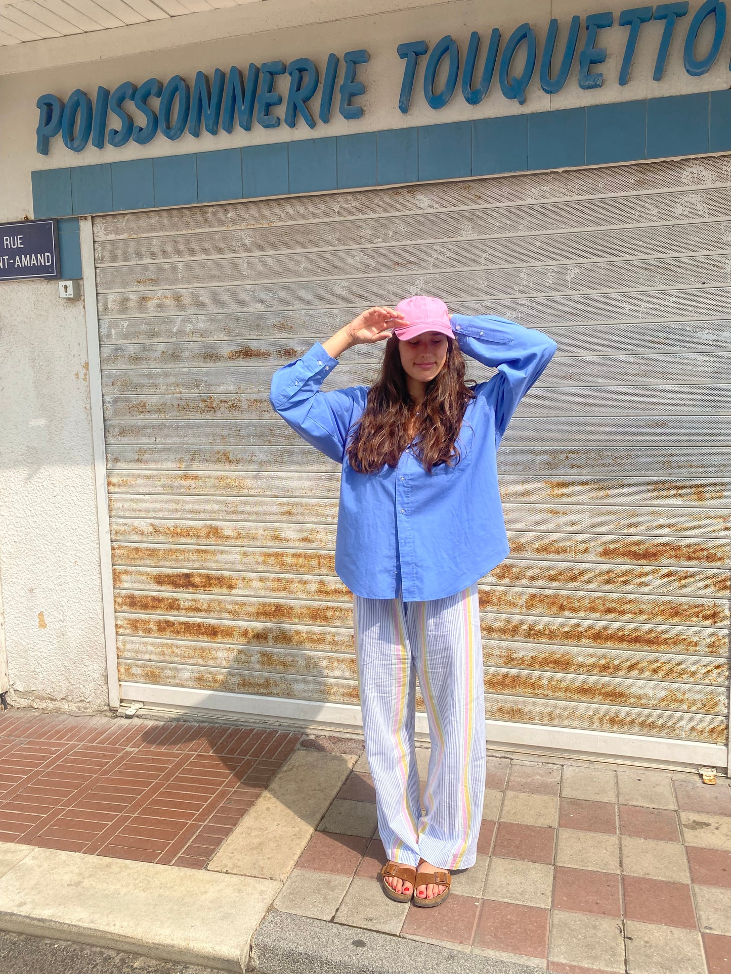 Pantalon rayé pastel