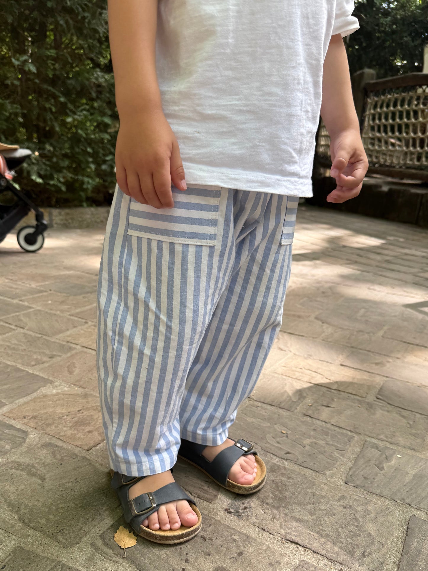 Pantalon ballon Polisson bleu rayé - taille 2/4 ans