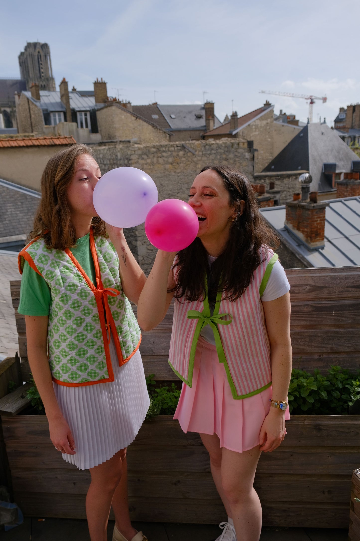 Veste sans manches trèfles verts/rayures roses