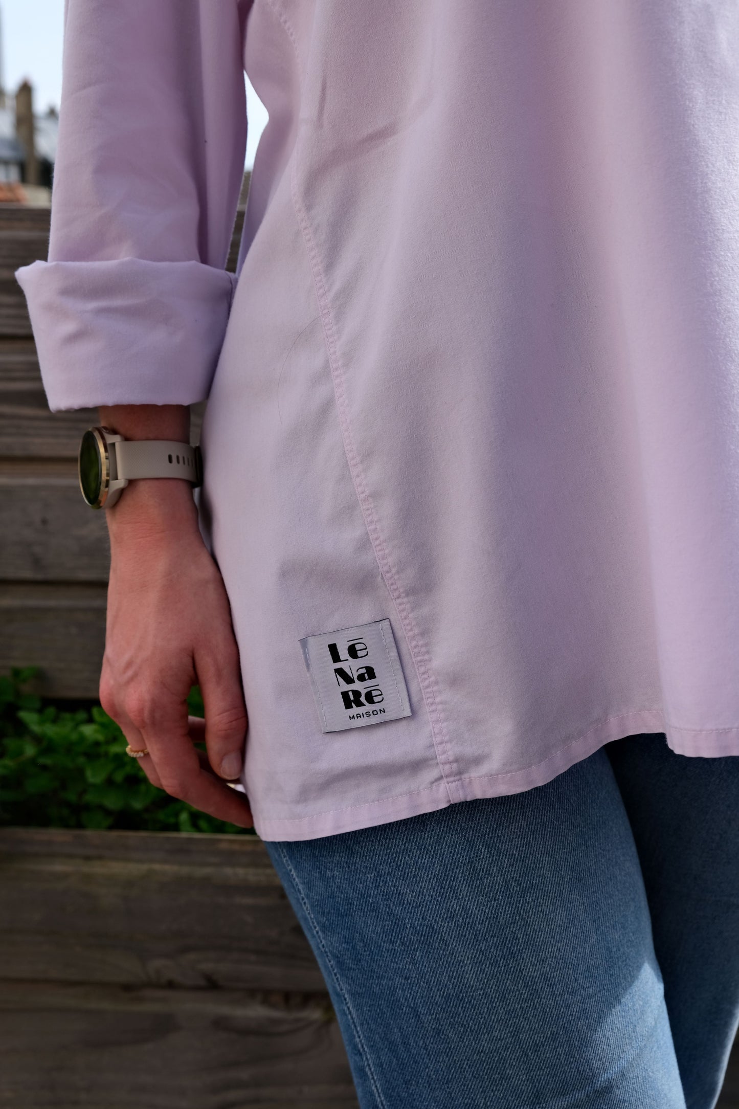 Chemise dos nu lila/citron