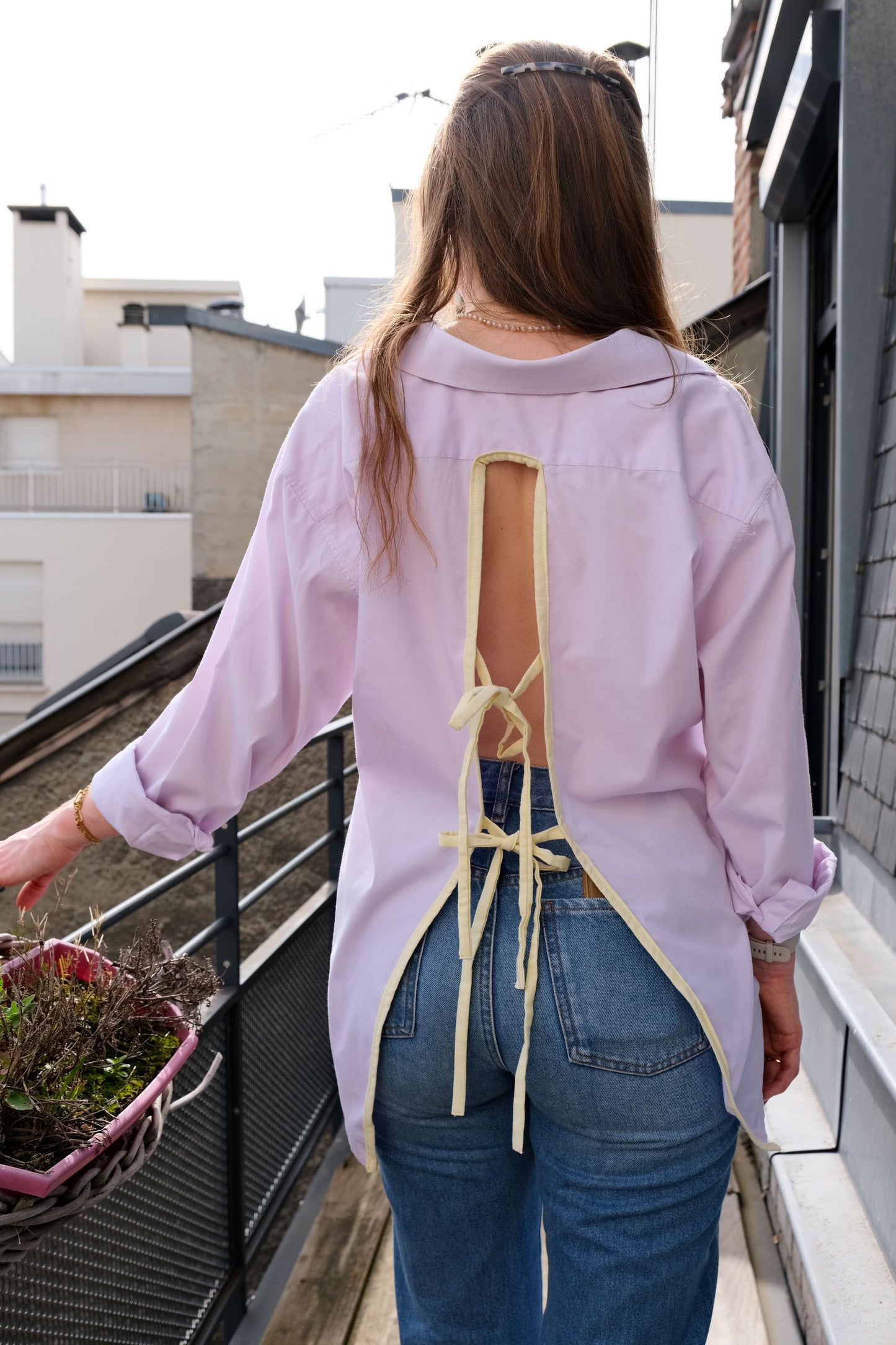 Chemise dos nu lila/citron