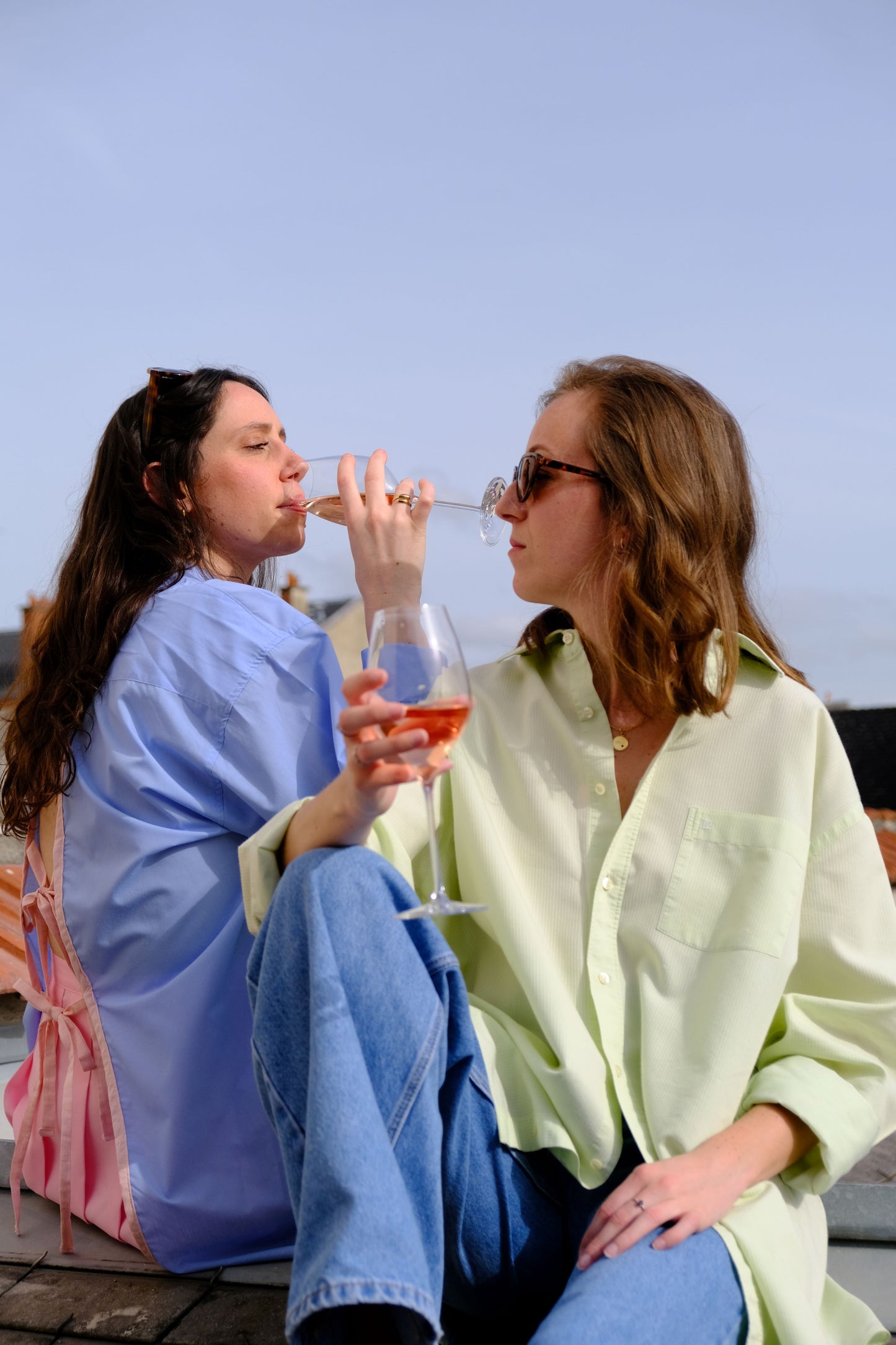 Chemise dos nu bleuet/rose