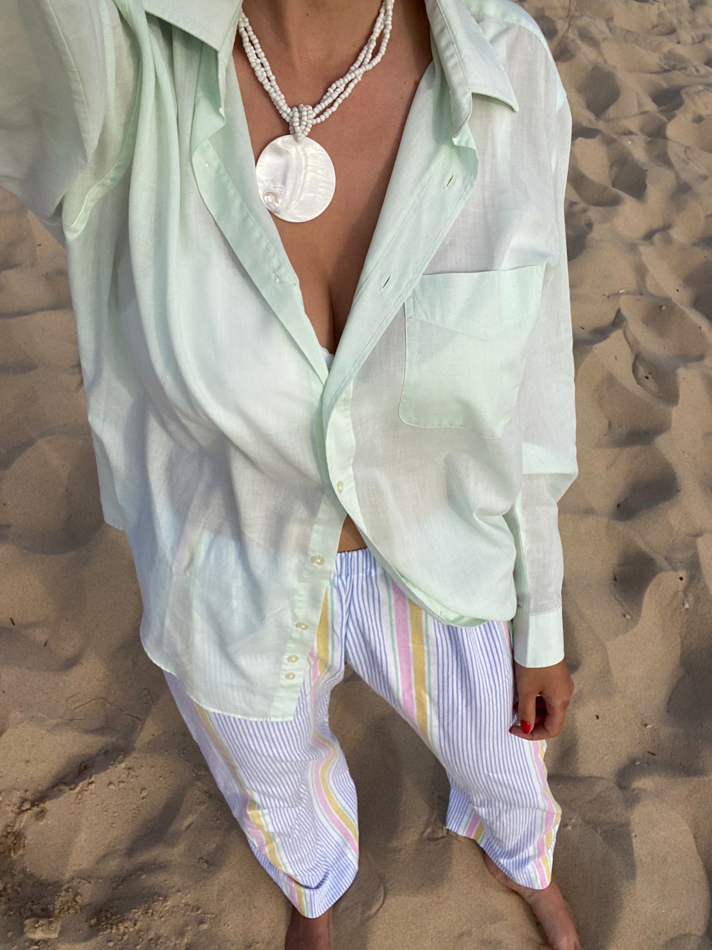 Pantalon rayé pastel