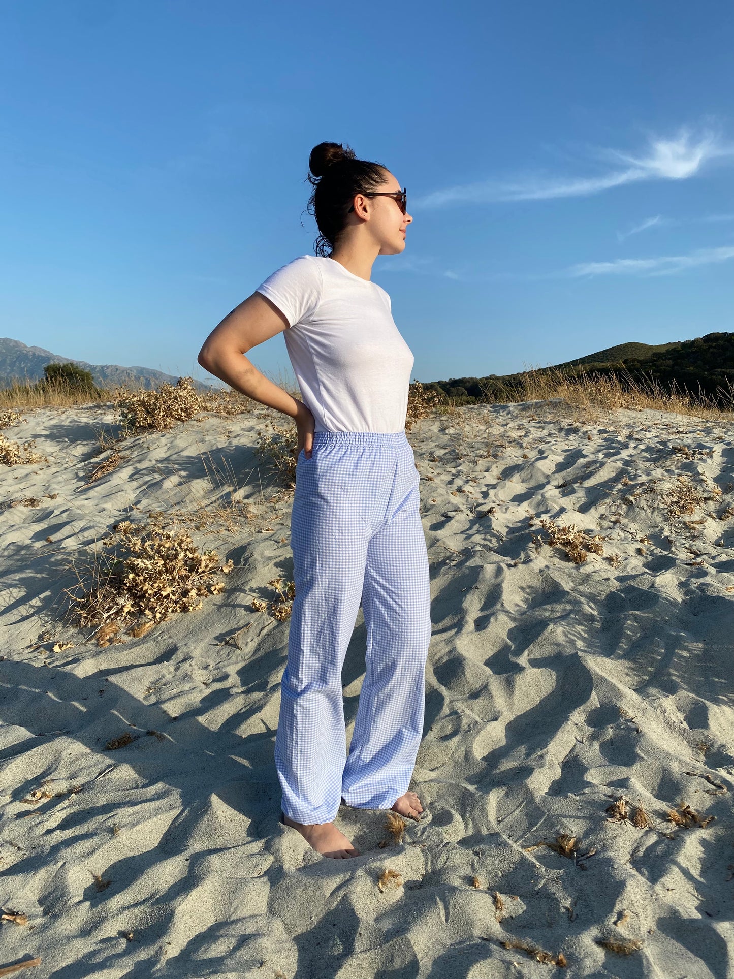 Pantalon vichy tartine à la myrtille