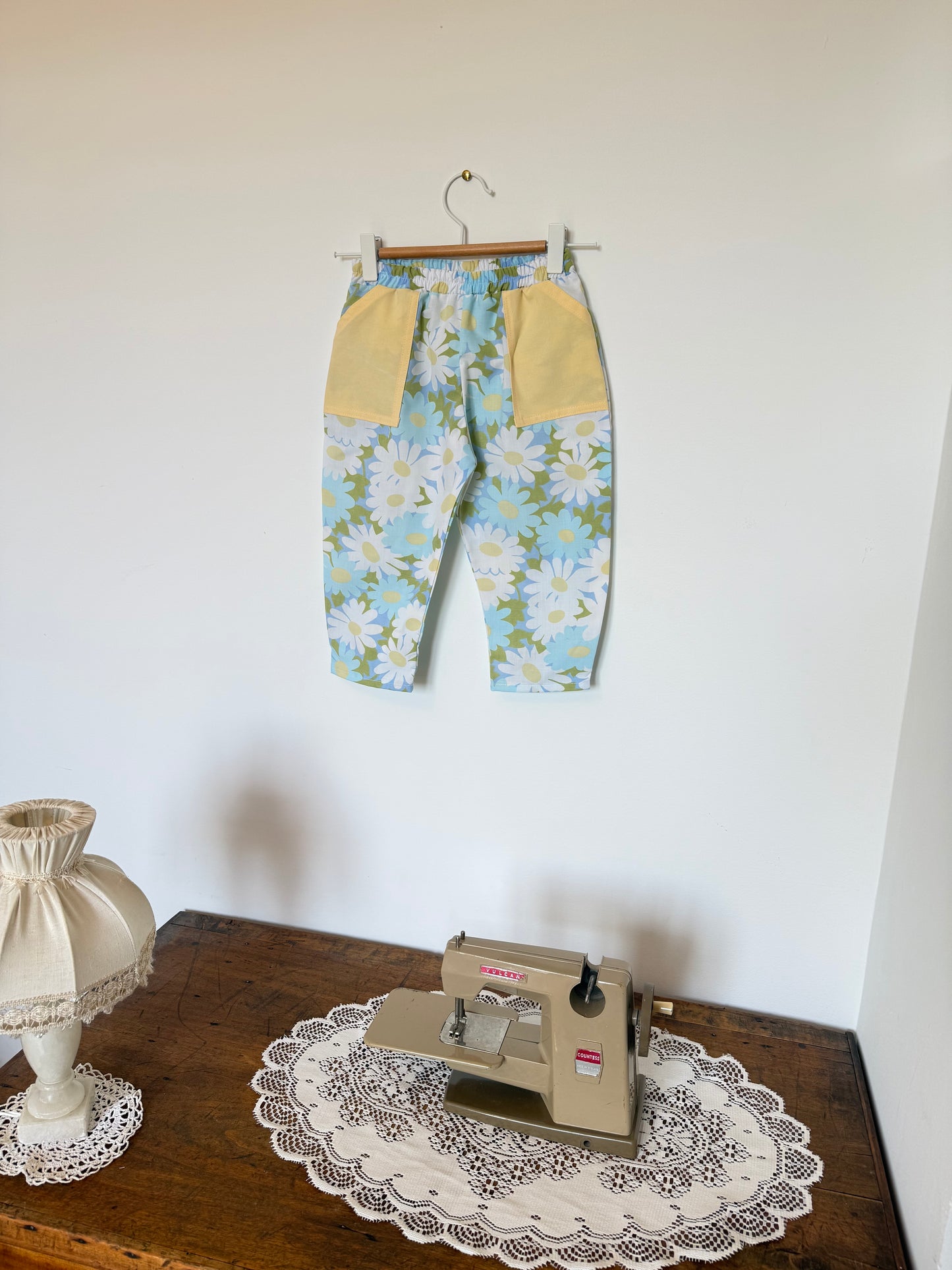 Pantalon ballon Polisson bleu fleuri - 3 ans