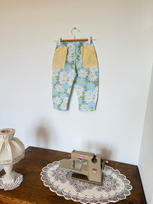 Pantalon ballon Polisson bleu fleuri - 3 ans