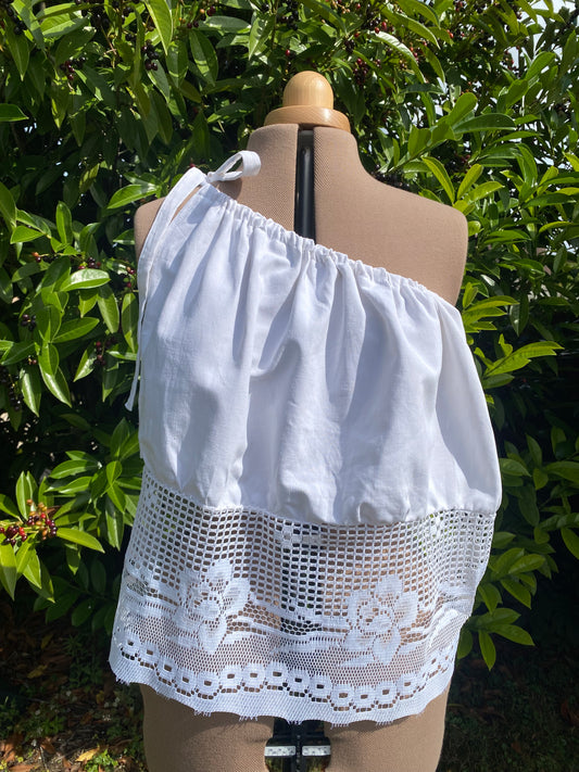 Top asymétrique bi-matière blanc