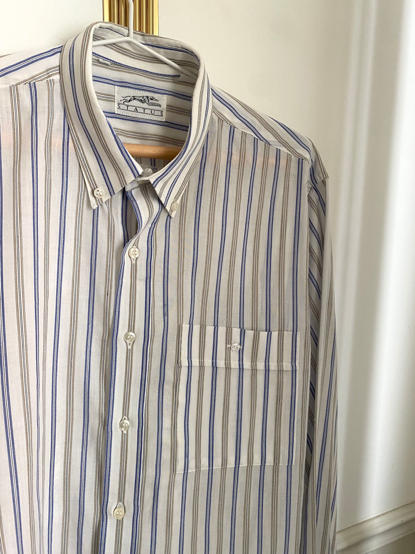 Chemise Frisson Blanche rayée de bleu et beige