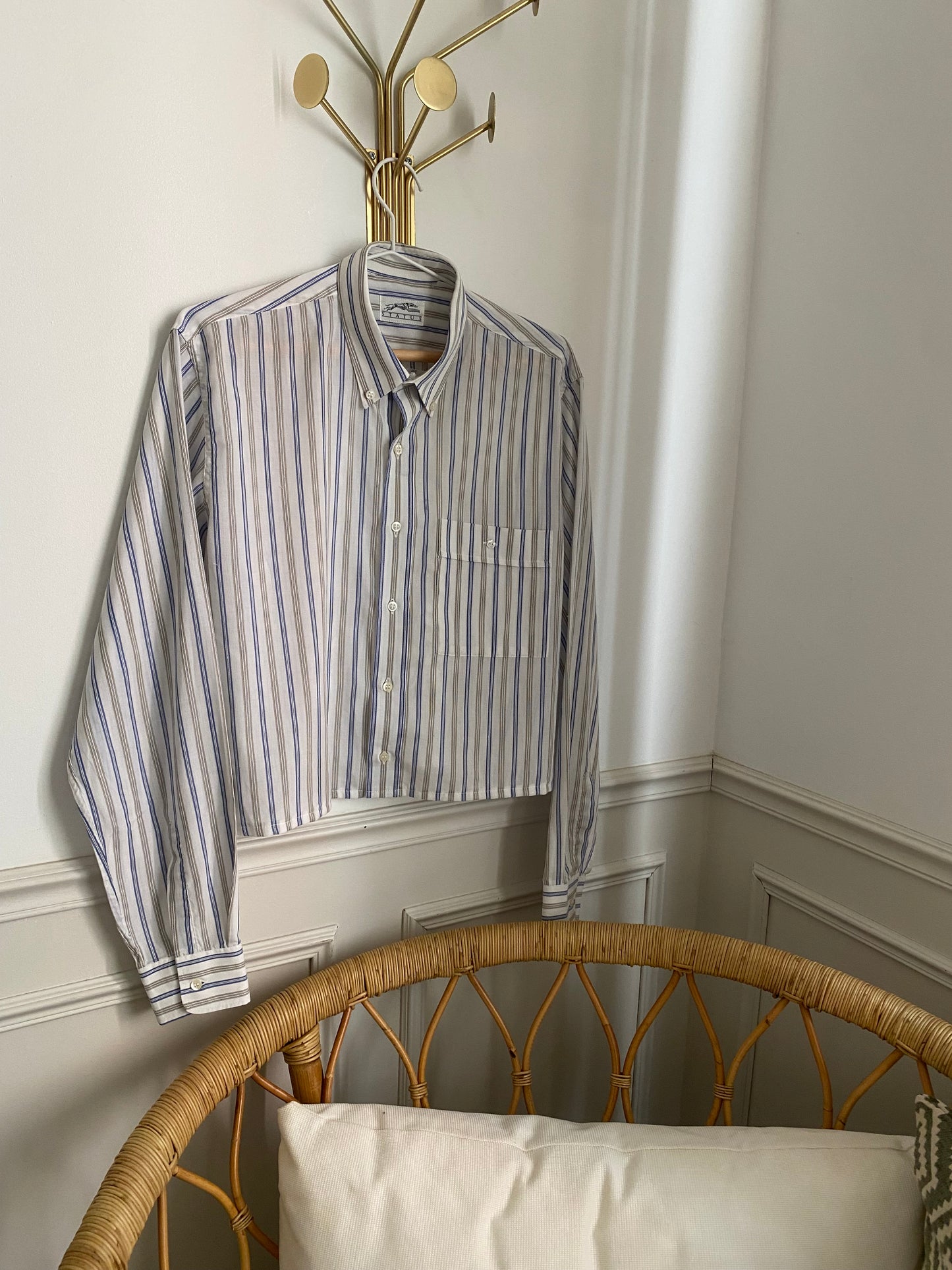 Chemise Frisson Blanche rayée de bleu et beige