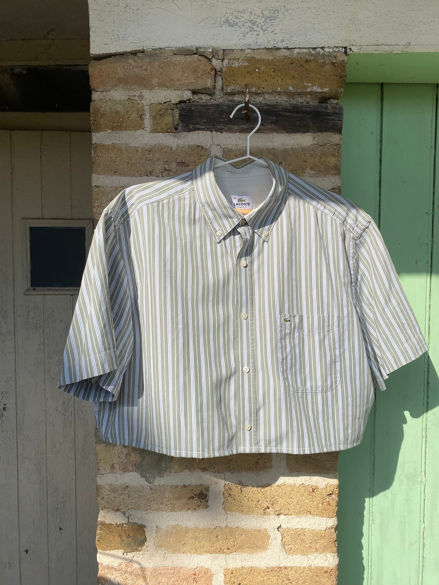 Chemisette Frisson verte/grise rayée