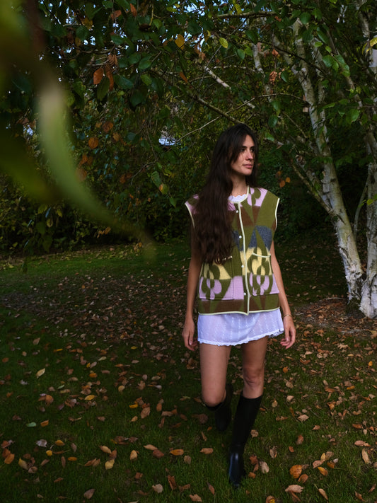 Veste sans manches Aurore vert mousse