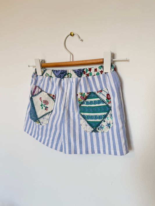 Short Chenapan bleu rayé - 2/4 ans