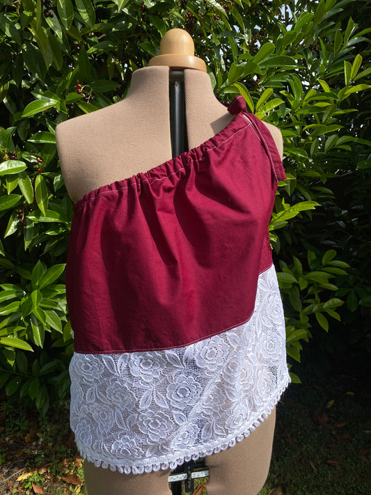 Top asymétrique bi-matière bordeaux