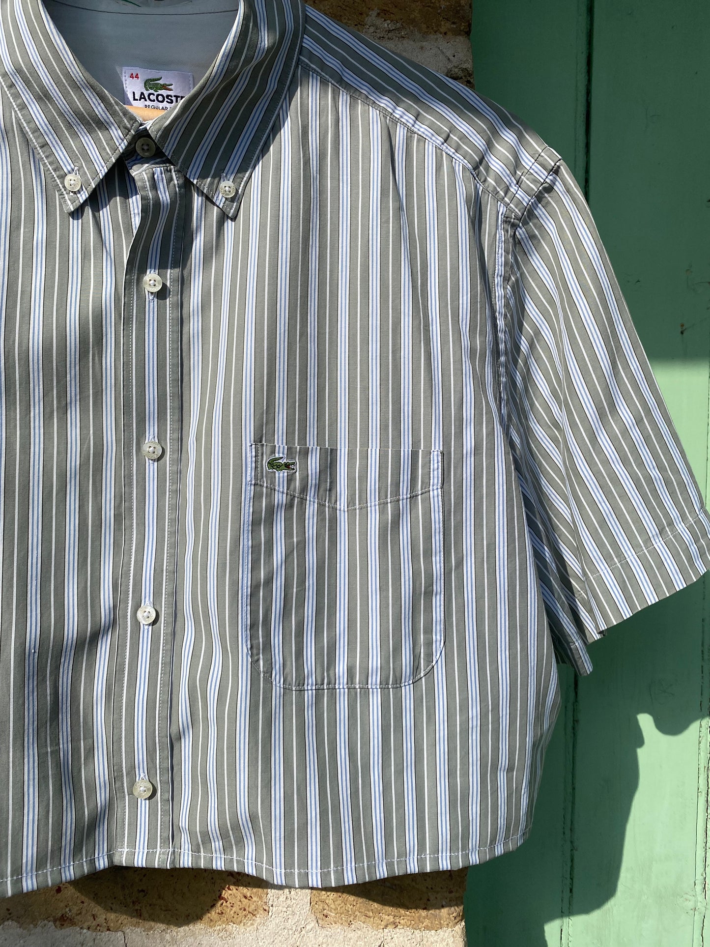 Chemisette Frisson verte/grise rayée