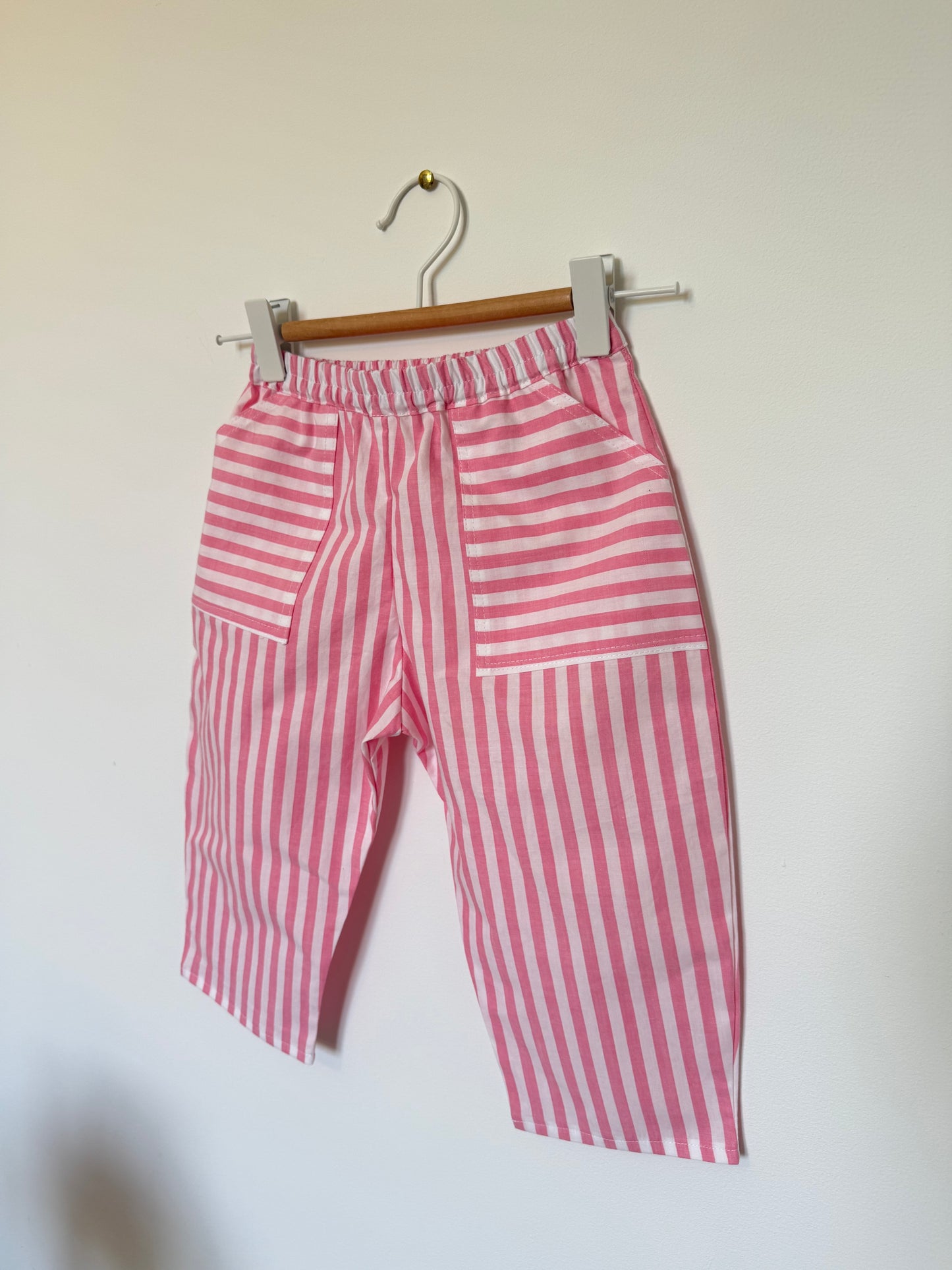 Pantalon ballon Polisson rose rayé - 2/4 ans