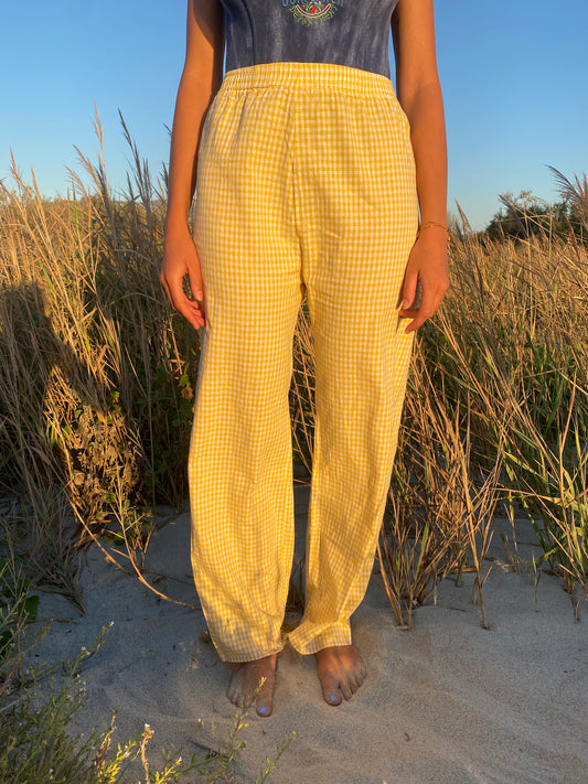 Pantalon vichy citron givré